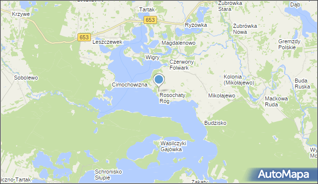 mapa Rosochaty Róg, Rosochaty Róg na mapie Targeo